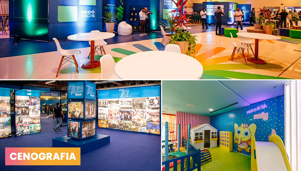 Ambientes e cenografias criados para eventos e exposições